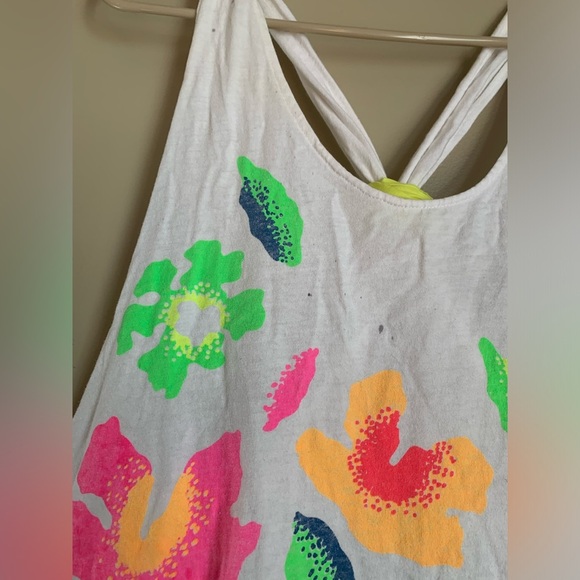 1990s OP tank top with neon logo print One Size - Picture 4 of 7